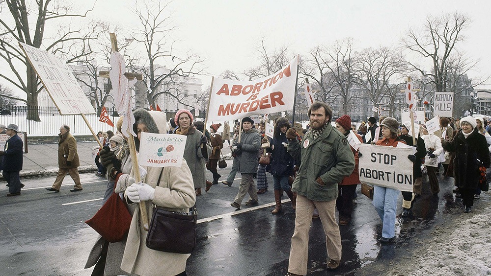 Freedom of assembly example showing the March for Life demonstration in front of the White House in Washington on Jan. 23, 1982.