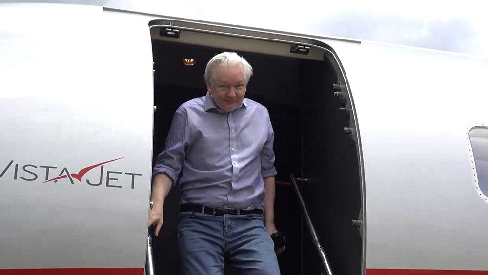 Screengrab taken from the X account of Wikileaks of Julian Assange arriving in Bangkok, Thailand, following his release from prison on Tuesday, June 25, 2024.