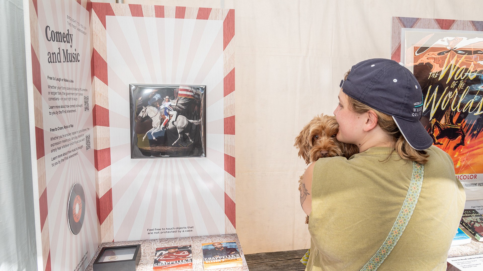 At the Tent of Extraordinary Freedoms, guests got up close to pop culture and protest objects that represent the freedoms brought to you by the First Amendment.