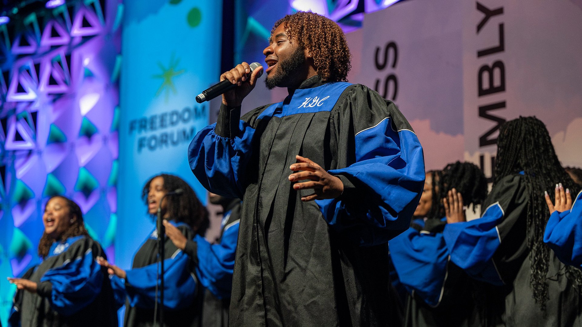 The Howard Gospel Choir of Howard University performs at the 2024 Free Expression Awards.